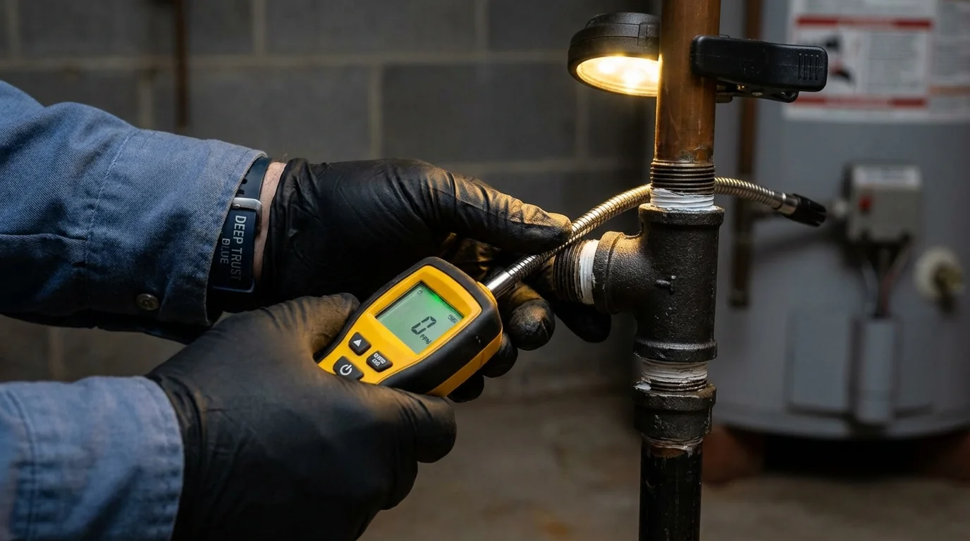 Gas leak detection with electronic sniffer by Johns Plumbing LLC in College Point